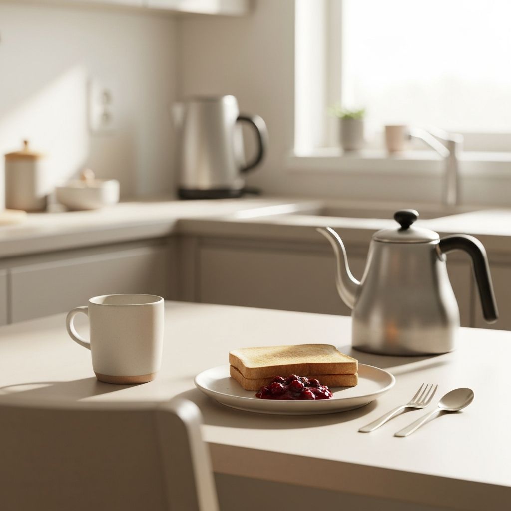 Everyday table setting with neutral food items